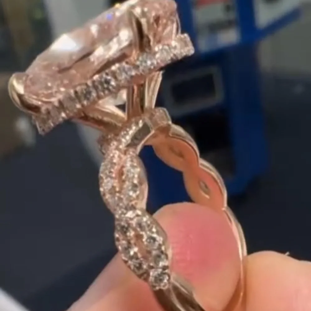 7.27ct 14k Rose Gold Custom Designed Pink Lab Diamond Engagement Ring Size 5 ✨💍 - Picture 7 of 10